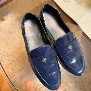 Tory Burch Navy Patent Leather Loafers